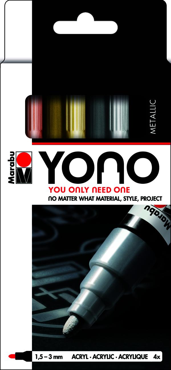 Marabu YONO Sada akrylových popisovačů - metalické barvy 4x 1,5-3 mm