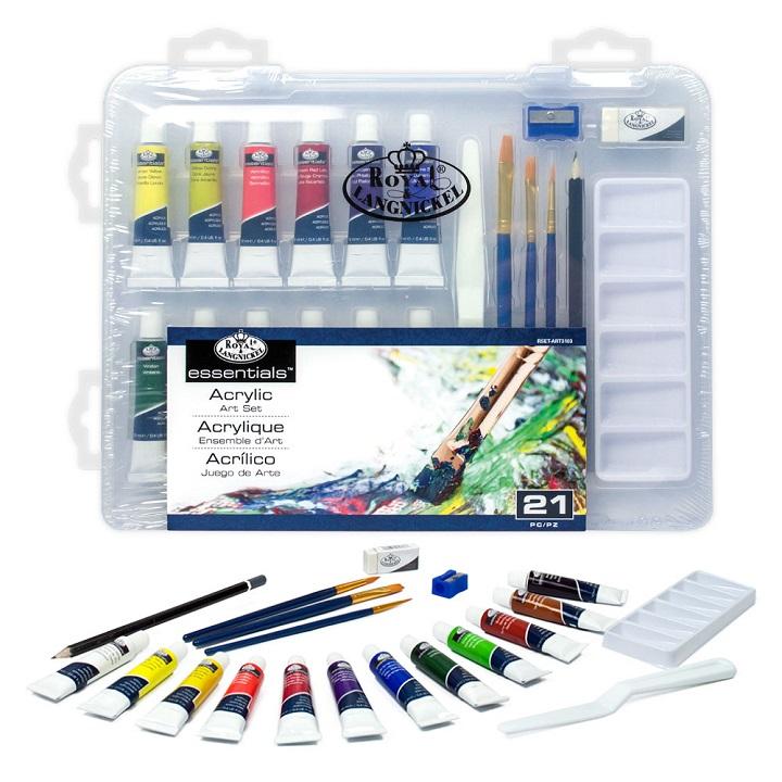 Royal & Langnickel Sada akrylových barev Essentials v kufříku / 21 dílná