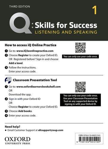 Q Skills for Success 1 Listening & Speaking Teacher´s Access Card, 3rd