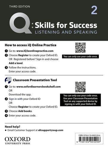Q Skills for Success 2 Listening & Speaking Teacher´s Access Card, 3rd